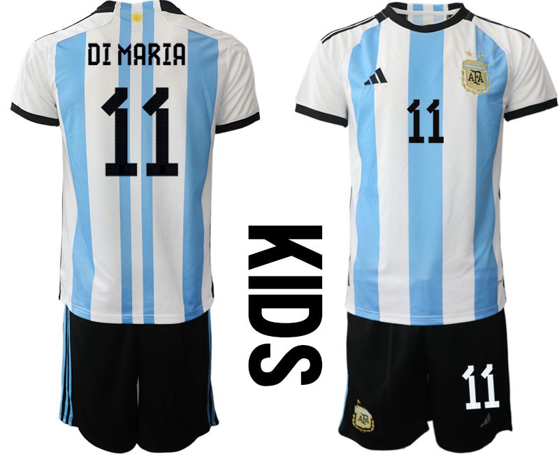 Youth 2022 World Cup National Team Argentina home white #11 Soccer Jerseys->youth soccer jersey->Youth Jersey